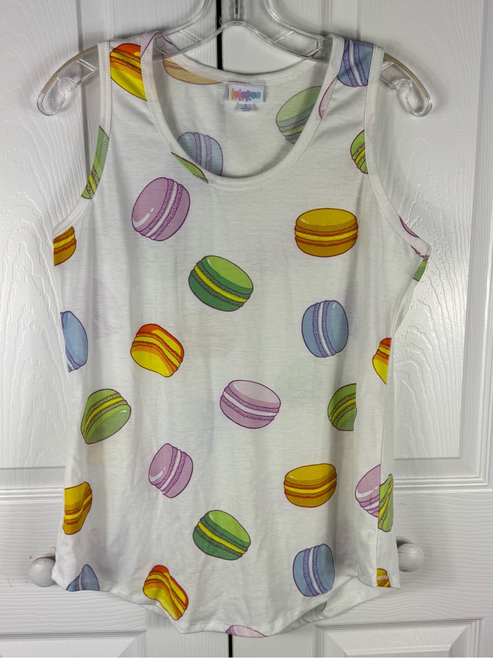 Lularoe Women's Tank Top Rainbow Macaroon Cookie Print Size Large